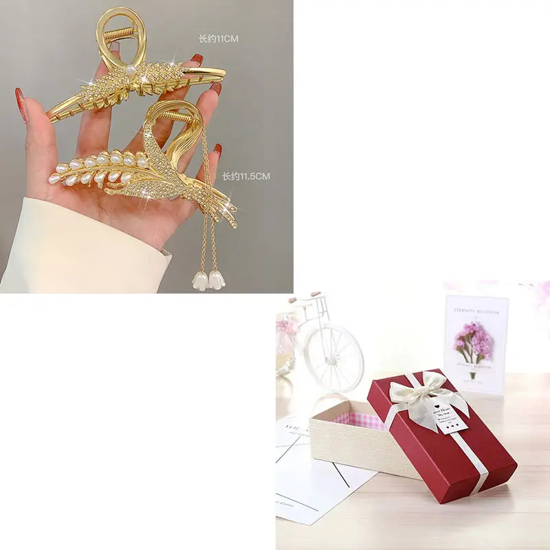 Gold Wheat Ear Hairpin Clip for Women