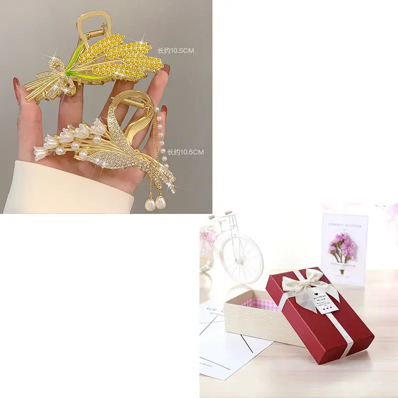 Gold Wheat Ear Hairpin Clip for Women