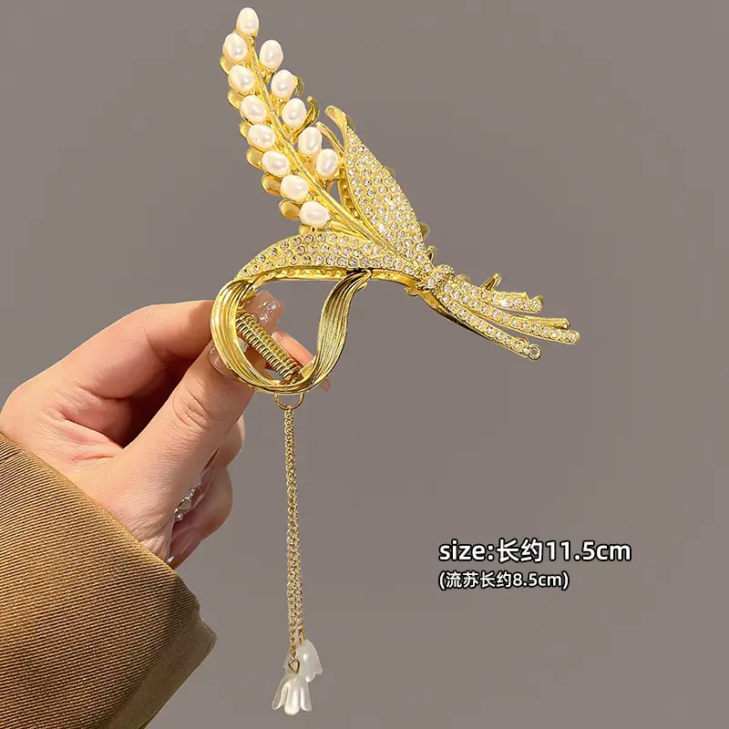 Gold Wheat Ear Hairpin Clip for Women