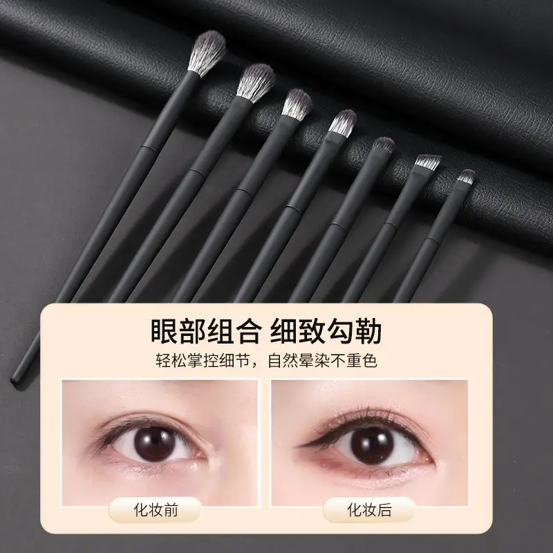 10-Piece Matte Black Makeup Brush Set for Foundation & Blush - Image 6
