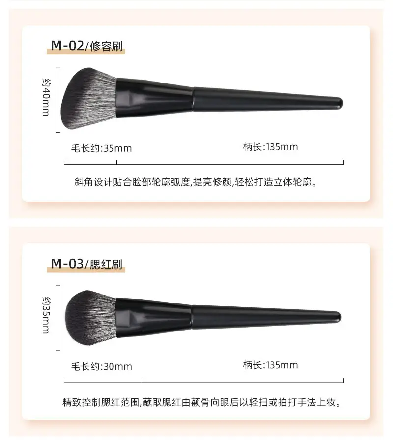10-Piece Matte Black Makeup Brush Set for Foundation & Blush — feature 12