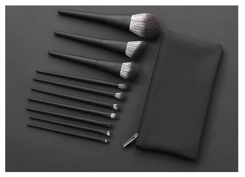 10-Piece Matte Black Makeup Brush Set for Foundation & Blush — feature 19