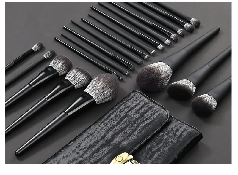 10-Piece Matte Black Makeup Brush Set for Foundation & Blush — feature 20