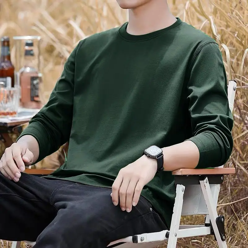 Men's White Long Sleeve Crewneck T-Shirt Large - Image 7