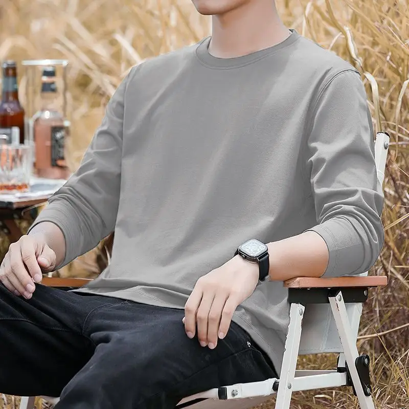 Men's White Long Sleeve Crewneck T-Shirt Large - Image 9
