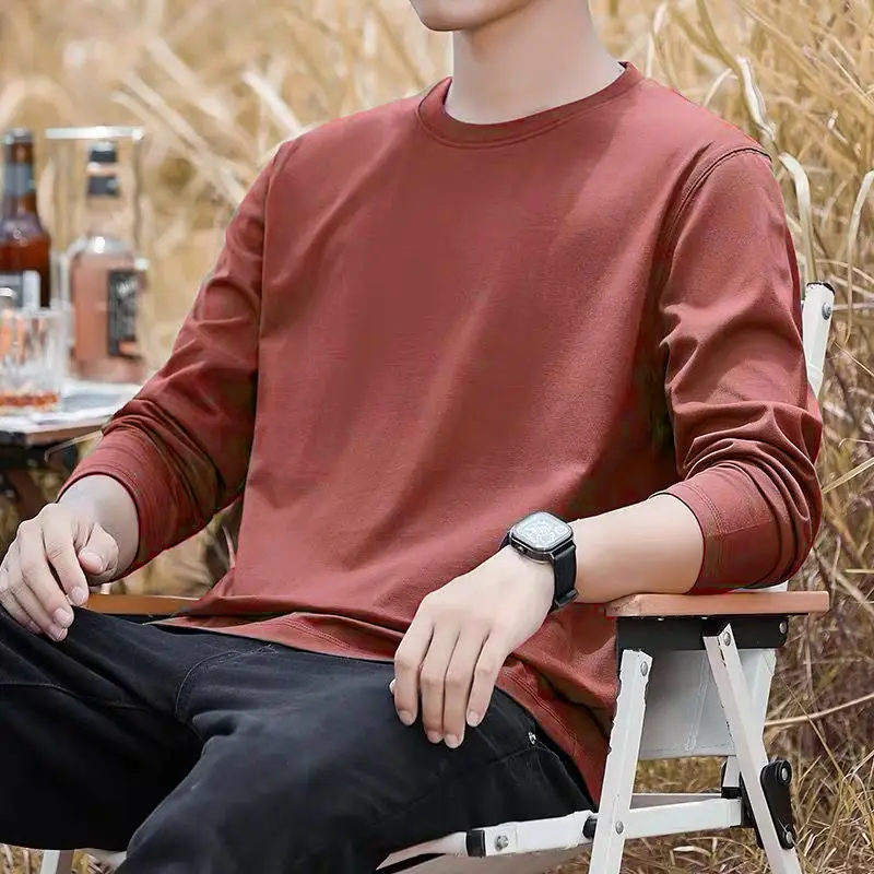 Men's White Long Sleeve Crewneck T-Shirt Large - Image 10