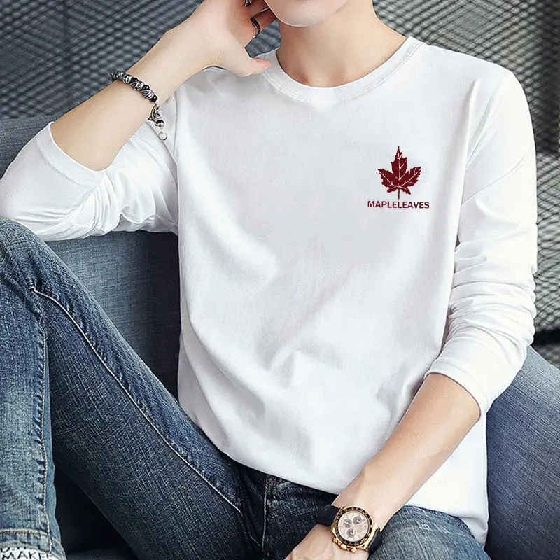 Men's White Long Sleeve Crewneck T-Shirt Large — feature 12
