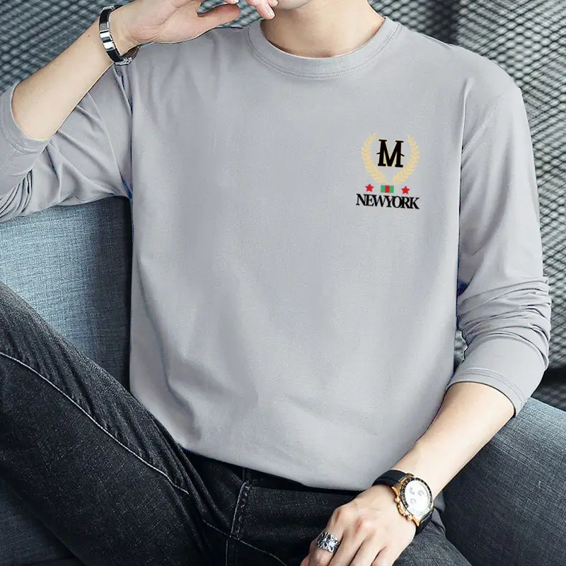 Men's White Long Sleeve Crewneck T-Shirt Large — feature 13