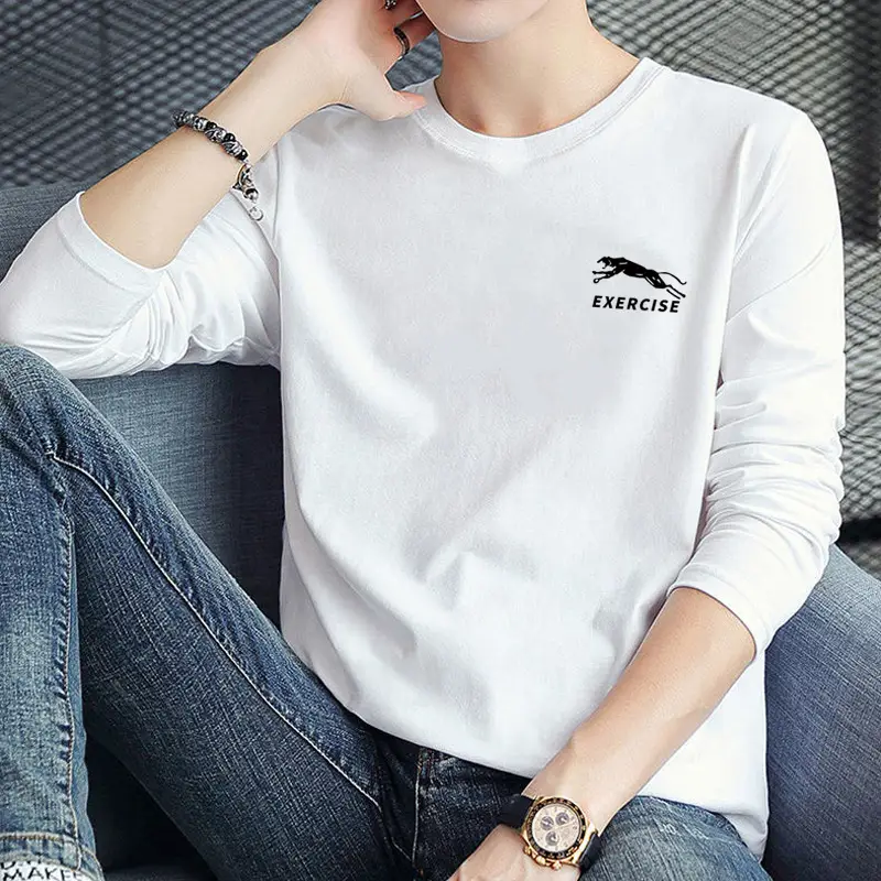 Men's White Long Sleeve Crewneck T-Shirt Large — feature 18
