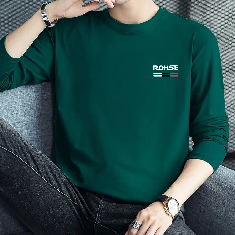 Men's White Long Sleeve Crewneck T-Shirt Large — feature 21