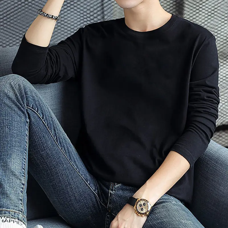 Men's White Long Sleeve Crewneck T-Shirt Large - Image 2