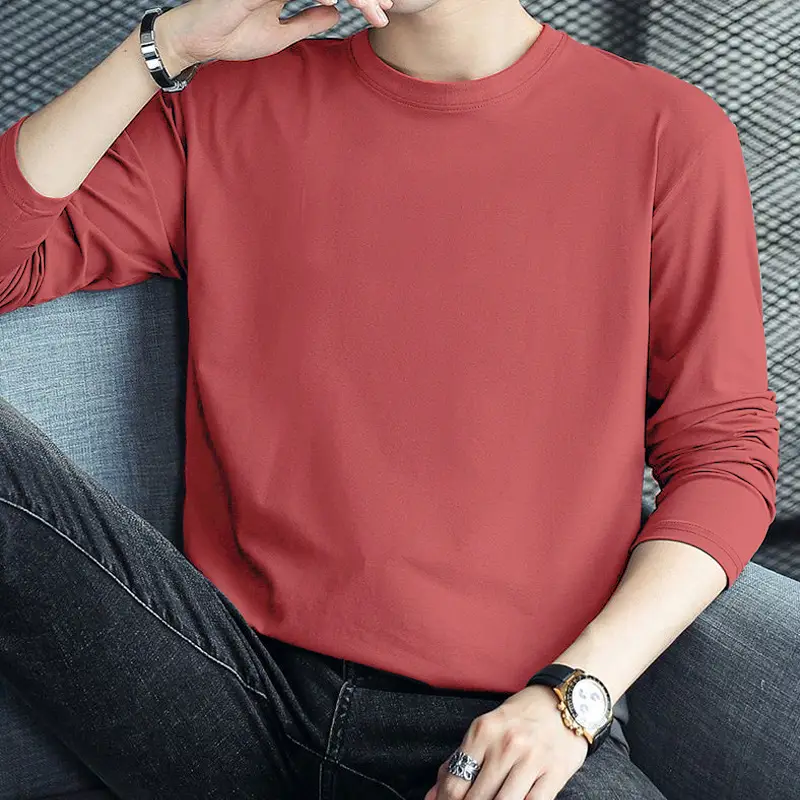 Men's White Long Sleeve Crewneck T-Shirt Large - Image 6