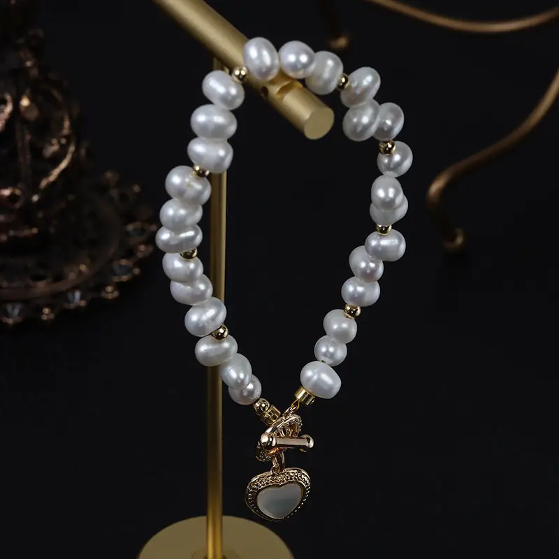 Retro Pearl Diamond Love Bracelet for Women - Image 3