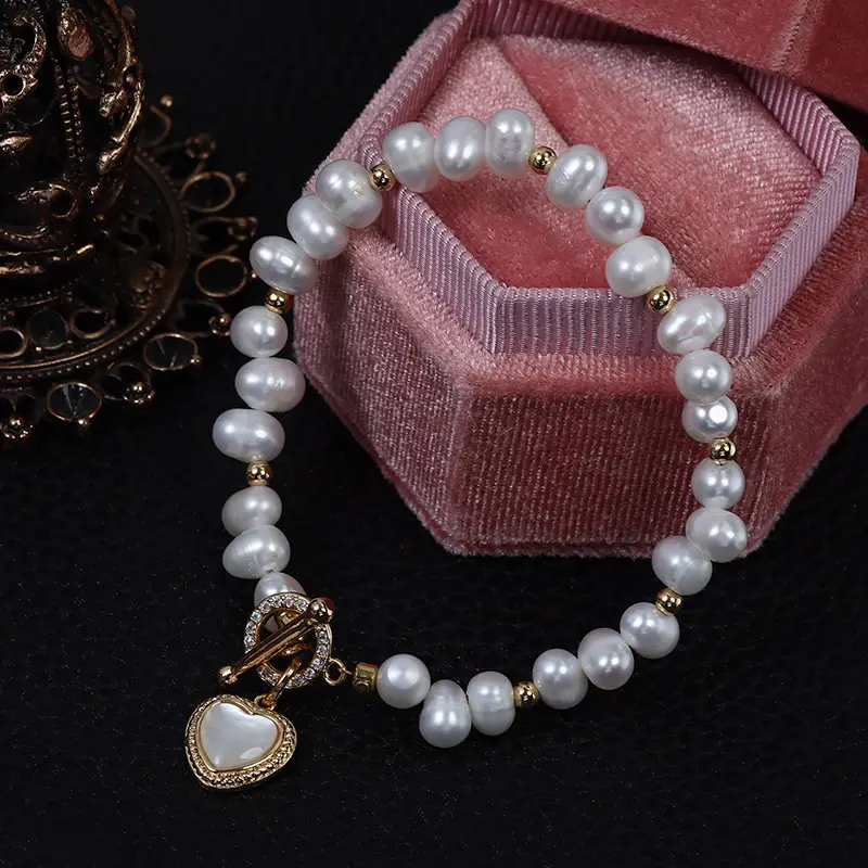 Retro Pearl Diamond Love Bracelet for Women - Image 4
