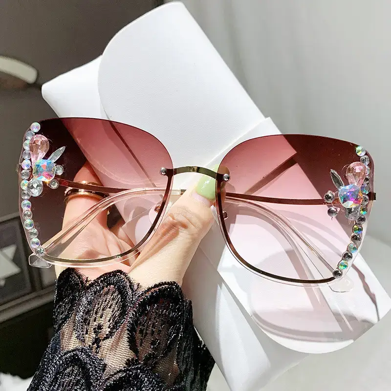 Korean Style Rhinestone Sunglasses Women UV Protective - Image 5