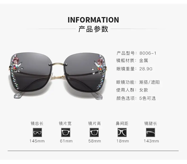 Korean Style Rhinestone Sunglasses Women UV Protection — feature 5