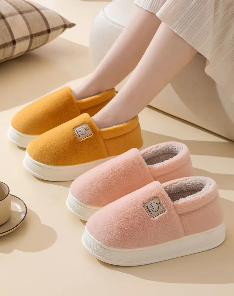 Mashimoto Bag with Cotton Slippers Women's Winter Indoor Home Casual Thick Sole fleece-lined Warm Outer Wearing Moon Cotton Shoes for Men — feature 12