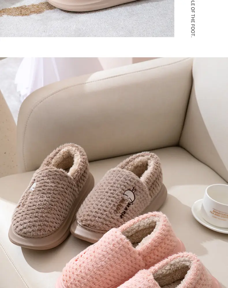 Rascal Rabbit Men's Slippers with Heel, Thick-Soled, Warm, Fleece-Lined, Indoor and Outdoor Winter Cotton Shoes — feature 18