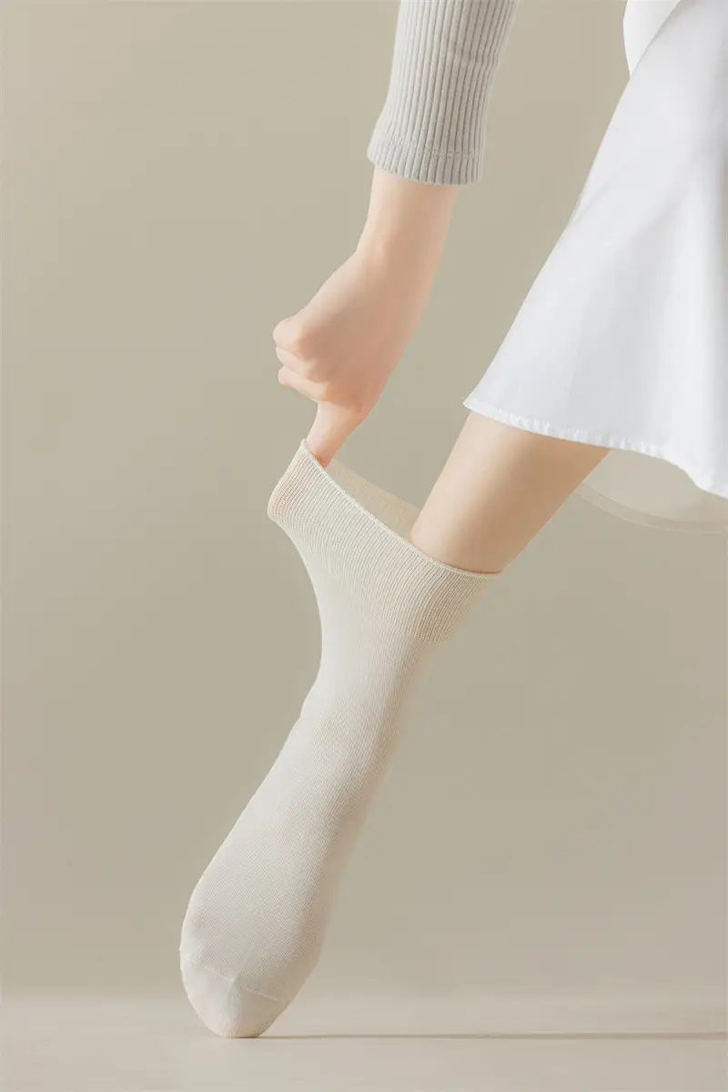 Socks Women's Summer Thin Moon Socks Solid Color Cotton Socks Mid-length Socks Breathable Girls Stockings Summer Boneless Stacked Socks — feature 12