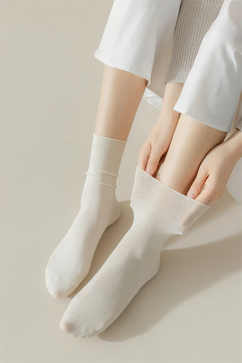 Socks Women's Summer Thin Moon Socks Solid Color Cotton Socks Mid-length Socks Breathable Girls Stockings Summer Boneless Stacked Socks — feature 13