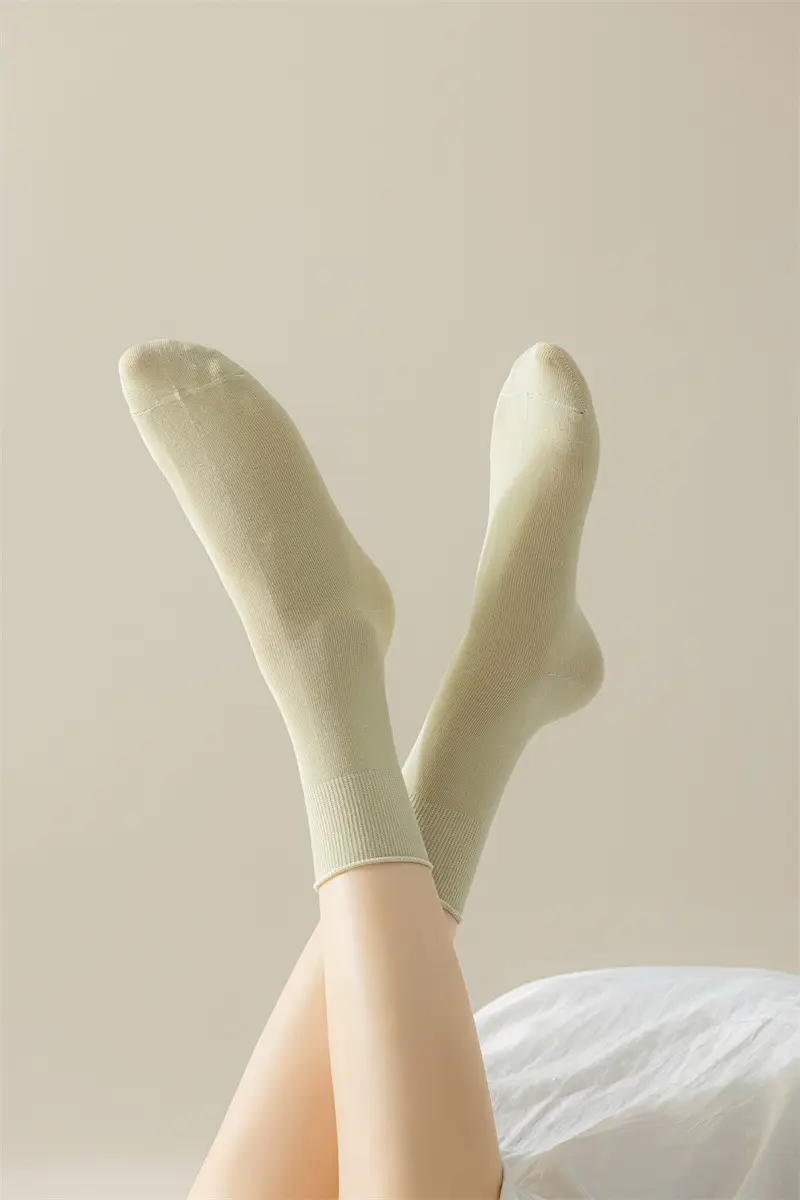 Socks Women's Summer Thin Moon Socks Solid Color Cotton Socks Mid-length Socks Breathable Girls Stockings Summer Boneless Stacked Socks — feature 7
