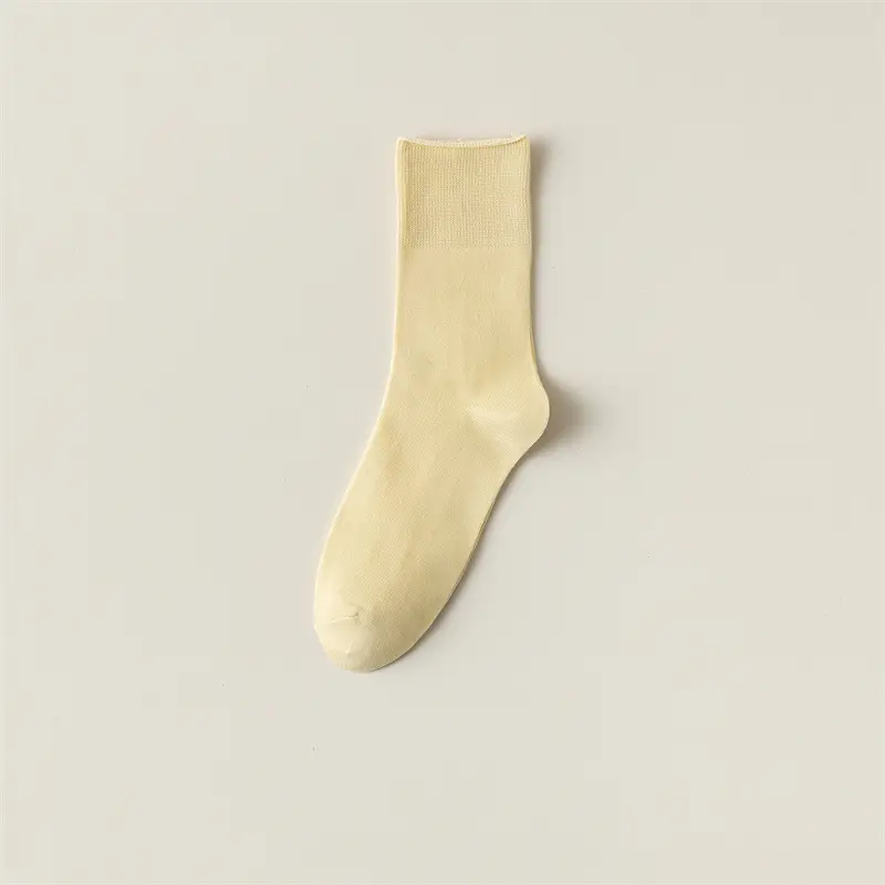 Socks Women's Summer Thin Moon Socks Solid Color Cotton Socks Mid-length Socks Breathable Girls Stockings Summer Boneless Stacked Socks