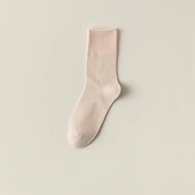 Socks Women's Summer Thin Moon Socks Solid Color Cotton Socks Mid-length Socks Breathable Girls Stockings Summer Boneless Stacked Socks