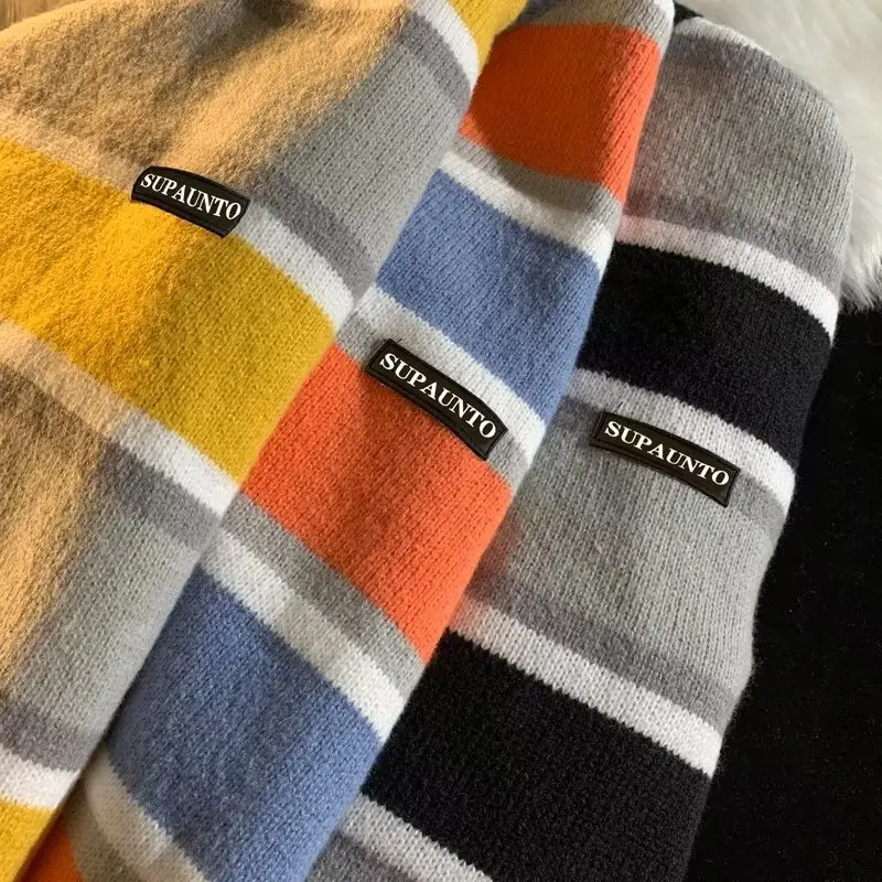 Men Striped Crewneck Sweater Autumn Winter Niche — feature 22