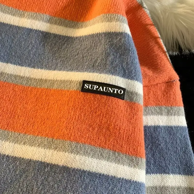 Men Striped Crewneck Sweater Autumn Winter Niche — feature 31