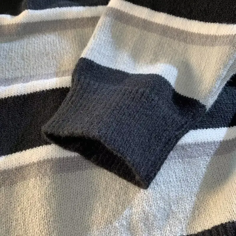 Men Striped Crewneck Sweater Autumn Winter Niche — feature 34