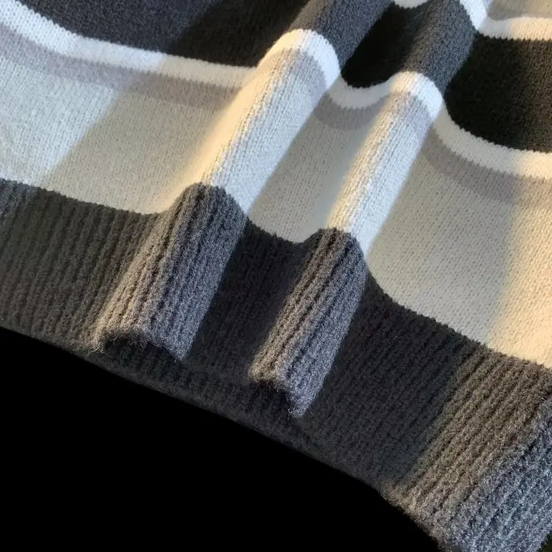 Men Striped Crewneck Sweater Autumn Winter Niche — feature 35