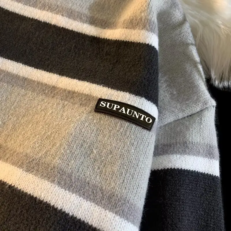 Men Striped Crewneck Sweater Autumn Winter Niche — feature 37