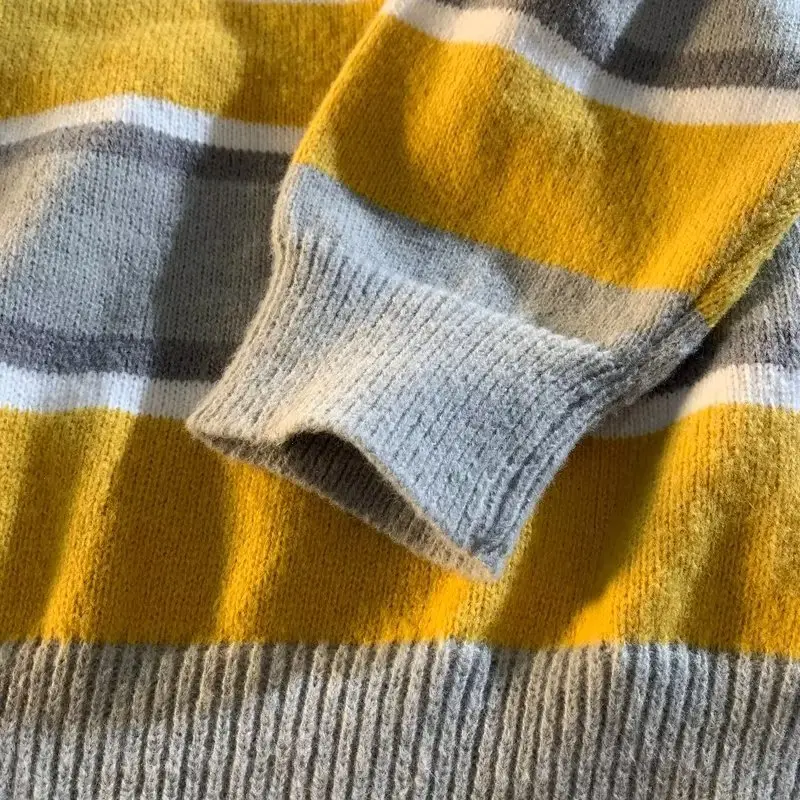 Men Striped Crewneck Sweater Autumn Winter Niche — feature 40