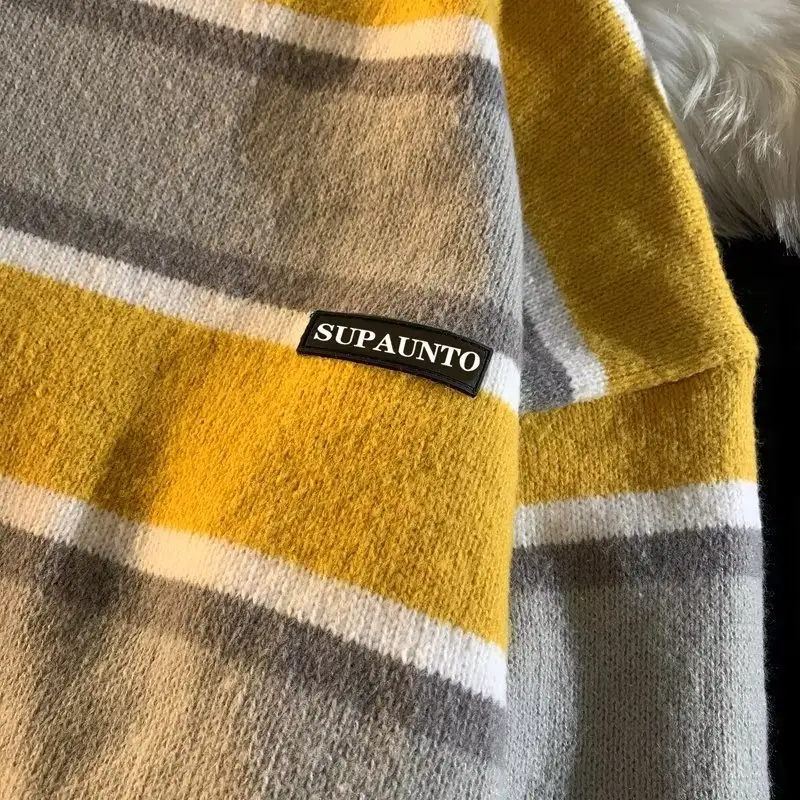 Men Striped Crewneck Sweater Autumn Winter Niche — feature 43