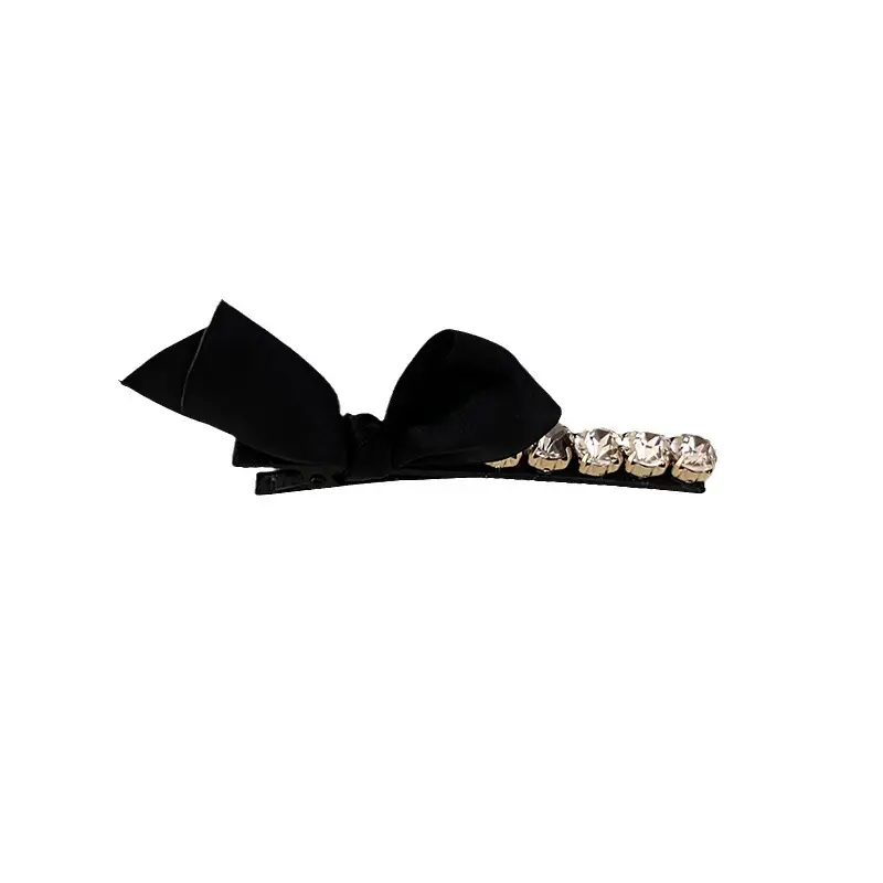Korean Style Rhinestone Black Bow Hairpin Clip - Image 6