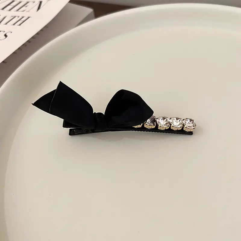 Korean Style Rhinestone Black Bow Hairpin Clip — feature 3
