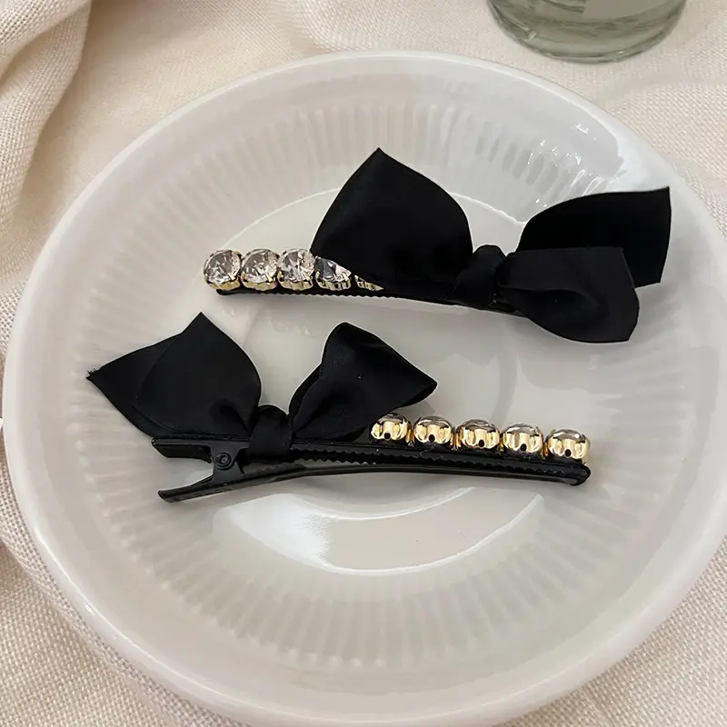 Korean Style Rhinestone Black Bow Hairpin Clip — feature 6