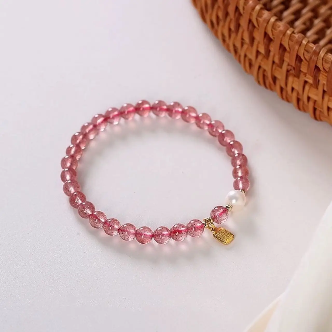 Pink Pearl Crystal Bracelet for Girls - Image 2