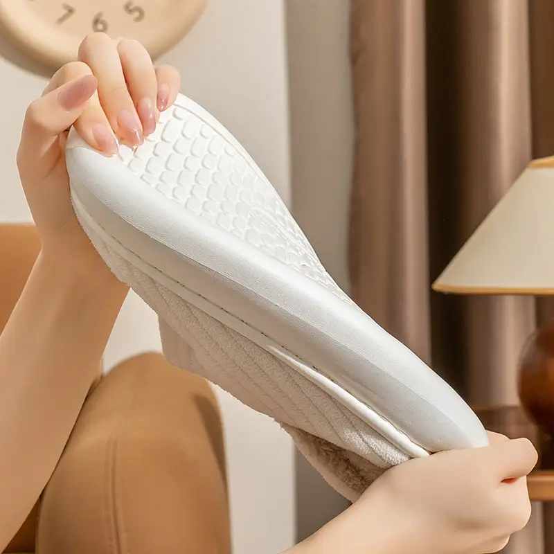 Slippers Eva Deodorant New Style Home Daily Use Cotton Slippers Non-Slip Warm Outer Wear Thick-Soled Furry Slippers