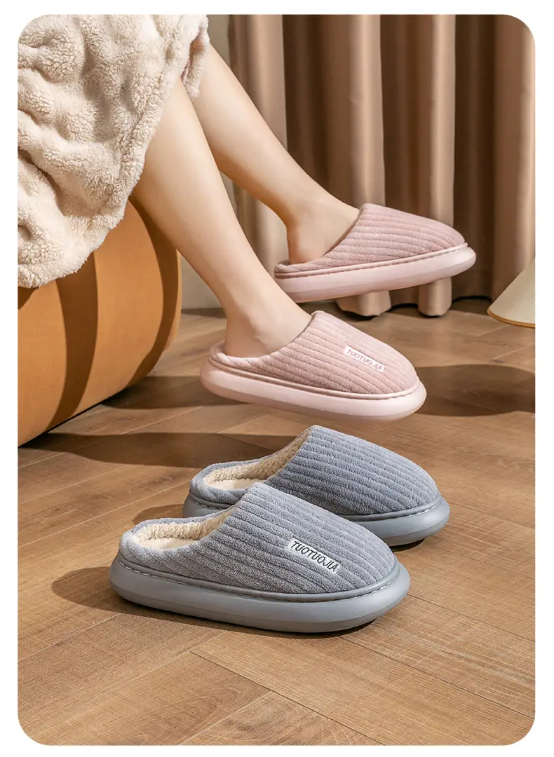 Slippers Eva Deodorant New Style Home Daily Use Cotton Slippers Non-Slip Warm Outer Wear Thick-Soled Furry Slippers — feature 14