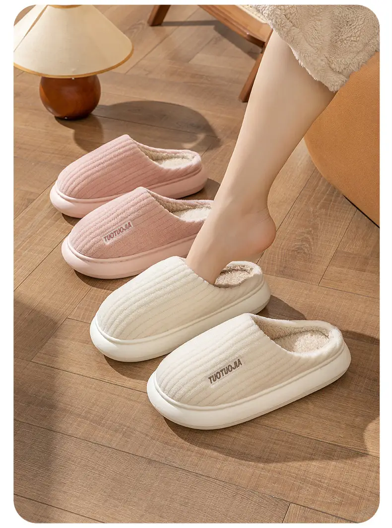 Slippers Eva Deodorant New Style Home Daily Use Cotton Slippers Non-Slip Warm Outer Wear Thick-Soled Furry Slippers — feature 18