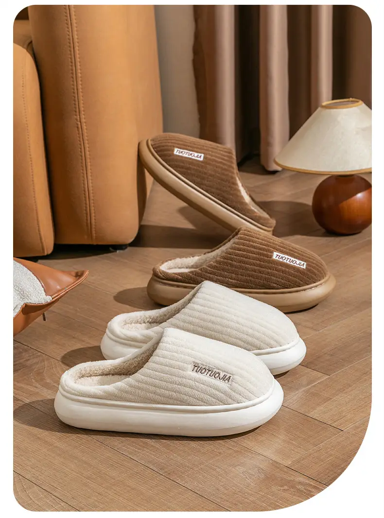 Slippers Eva Deodorant New Style Home Daily Use Cotton Slippers Non-Slip Warm Outer Wear Thick-Soled Furry Slippers — feature 19