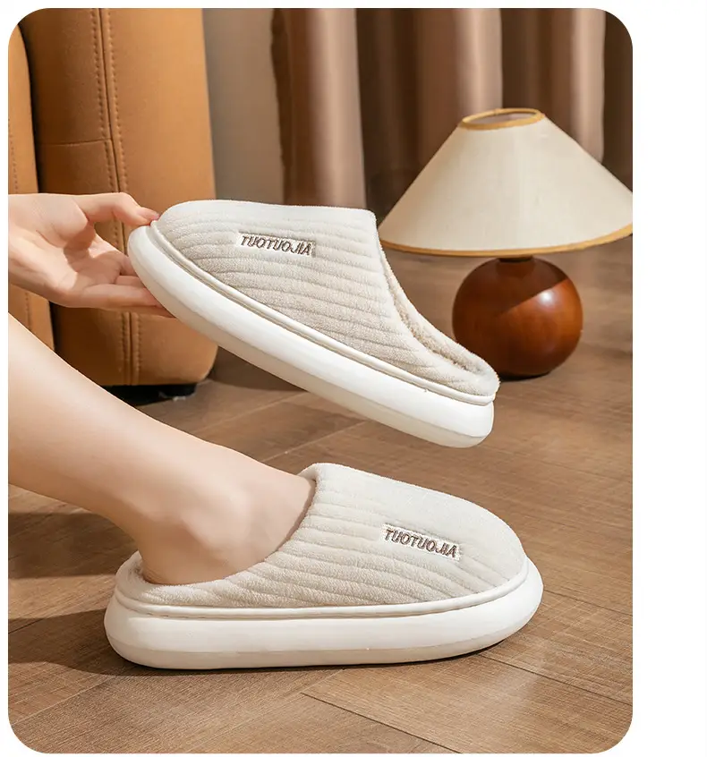 Slippers Eva Deodorant New Style Home Daily Use Cotton Slippers Non-Slip Warm Outer Wear Thick-Soled Furry Slippers — feature 20