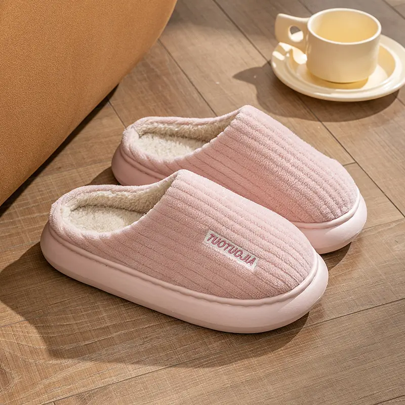 Slippers Eva Deodorant New Style Home Daily Use Cotton Slippers Non-Slip Warm Outer Wear Thick-Soled Furry Slippers