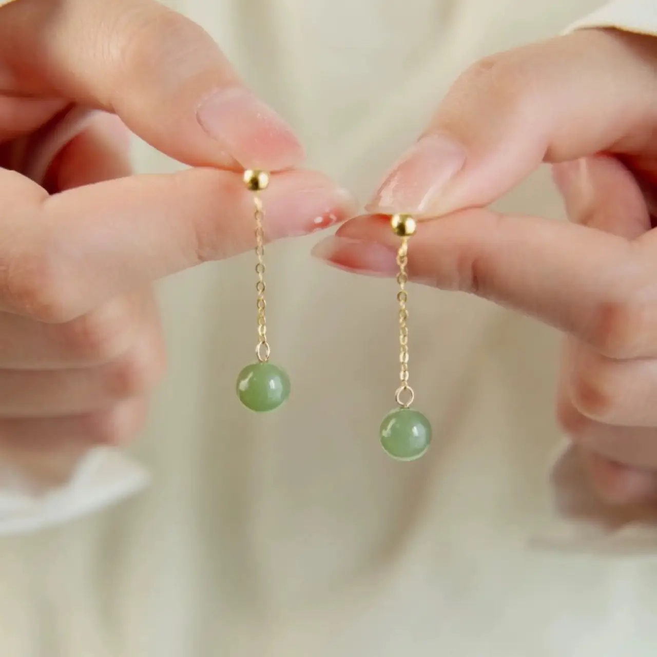 Feminine Green Jade Earrings for Girls - Image 5