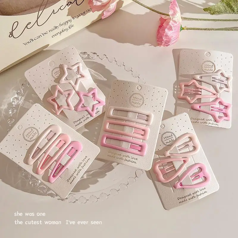 Pink Gradient Hairpin Heart Clip for Girls Bangs Clip - Image 6