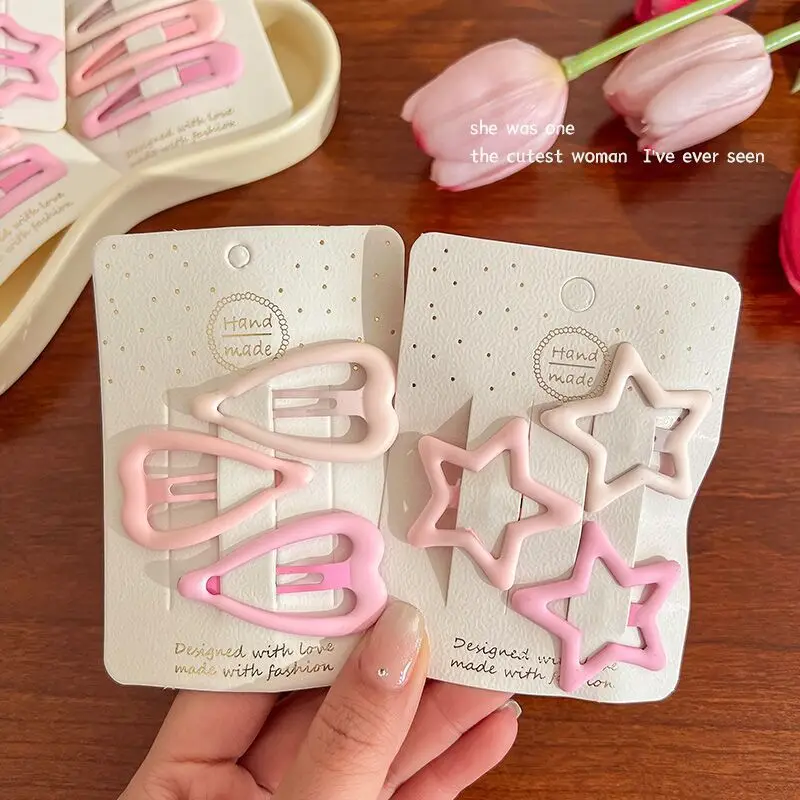 Pink Gradient Hairpin Heart Clip for Girls Bangs Clip - Image 9
