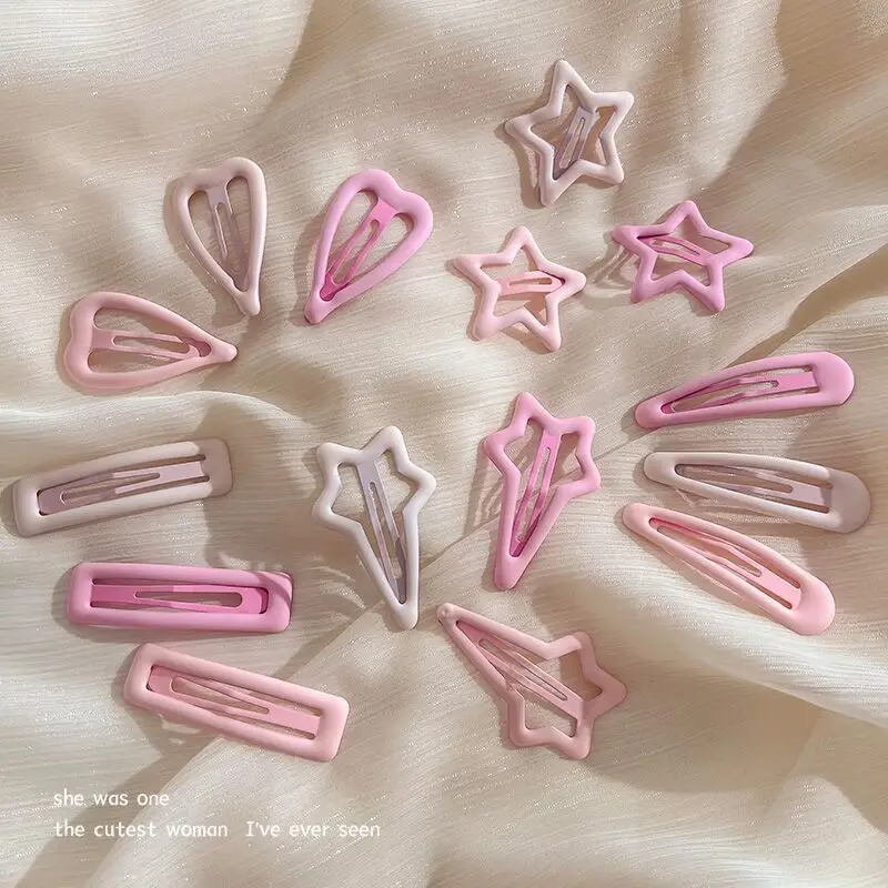 Pink Gradient Hairpin Heart Clip for Girls Bangs Clip — feature 3