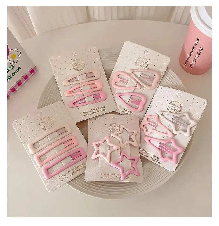 Pink Gradient Hairpin Heart Clip for Girls Bangs Clip — feature 6