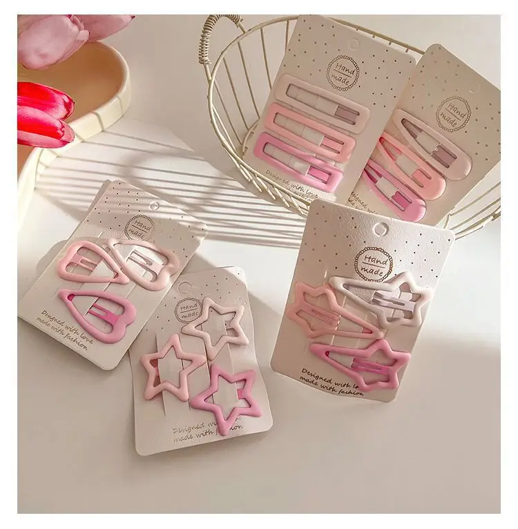 Pink Gradient Hairpin Heart Clip for Girls Bangs Clip — feature 7